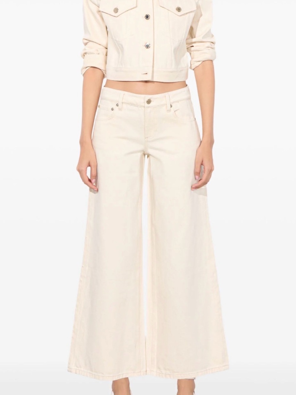Alice and Olivia amazing cropped Wide-Leg Jeans in Cream